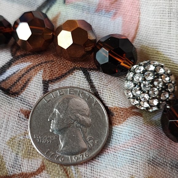 Glass Root Beer and Copper with a Rhinestone Disco Ball Necklace Premier Designs - Picture 8 of 8